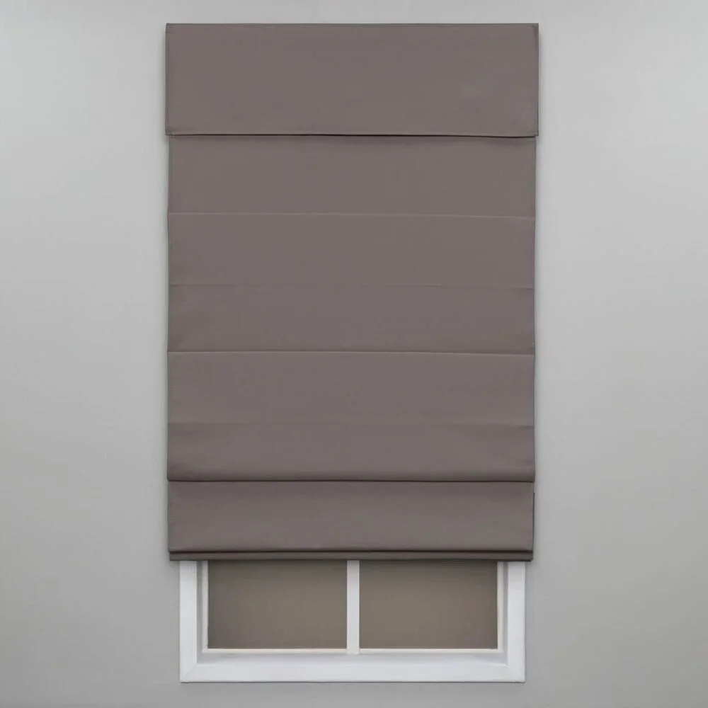 Real Simple Gray Cordless Blackout Energy-Efficient Cotton Roman Shade 32 in. W